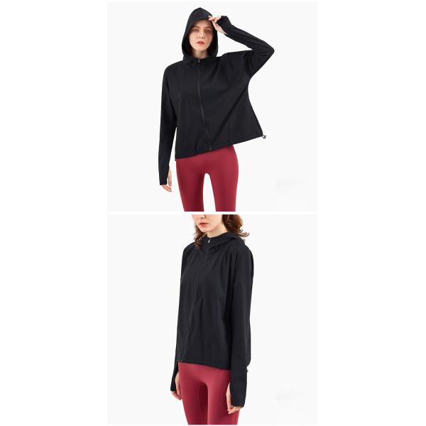 Drawstring молнии куртки куртки йоги женщин 220gsm Windproof задействуя регулируемый