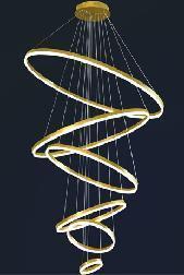 Six Rings Gold Acrylic Chandelier Led Chandelier Modern Living Room Staircase Ceiling Room Luxurously Decorated