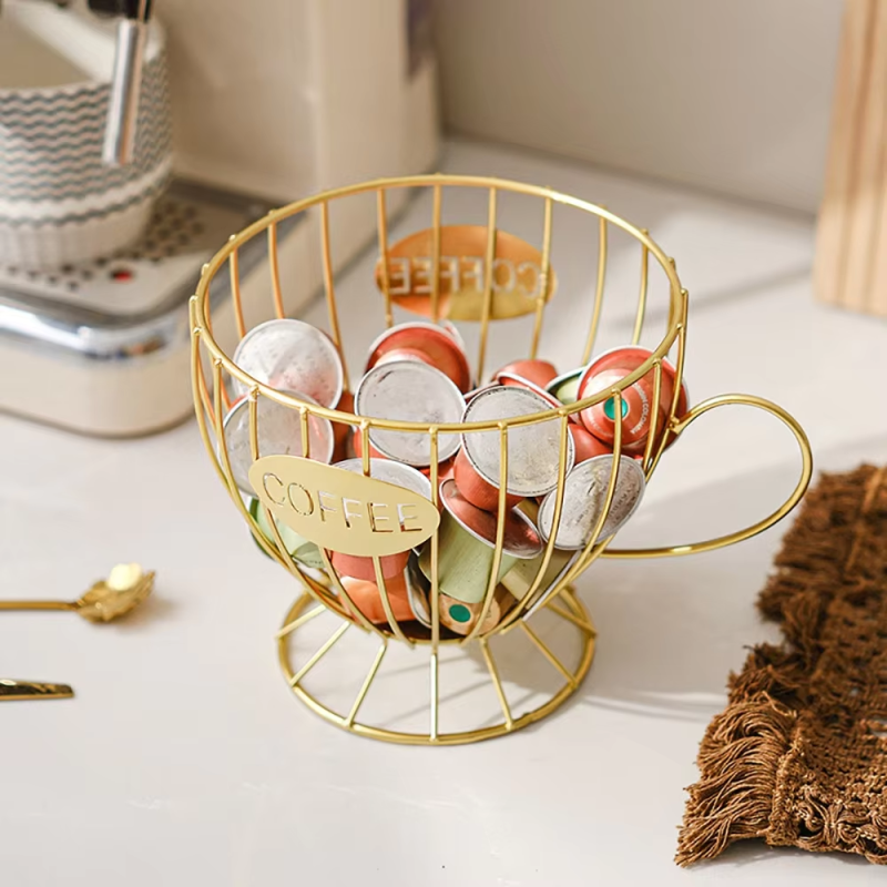 Luxurious Home Coffee Storage Rack Scandinavian Style Snack Iron Display Rack