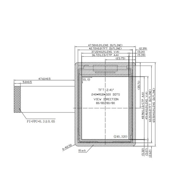 240*320 Pixles 2.4 Inch LCD Display All Viewing Angle With I2C TP
