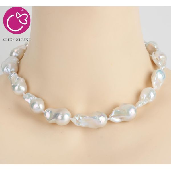 Hot Sale Pure Freshwater Pearl Necklace White Baroque Style Fashion Pearl Necklace Jewelry