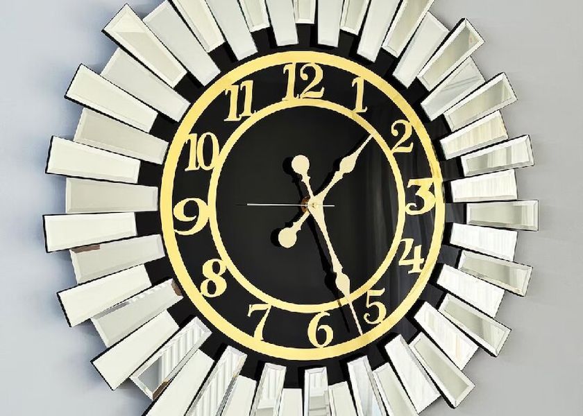 50CM Silver Mirror Wall Clock - Silent Timepiece for Luxe Homes