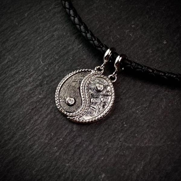 Tai Chi  Meteorite 925 Sterling Silver Jewelry Pendant 2 in 1 13*20 mm