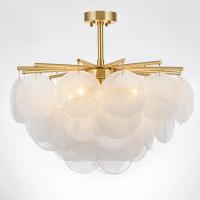 White Frosted Glass Disk Chandelier Glass Pendant Lamps E27 60w For Kitchen ODM