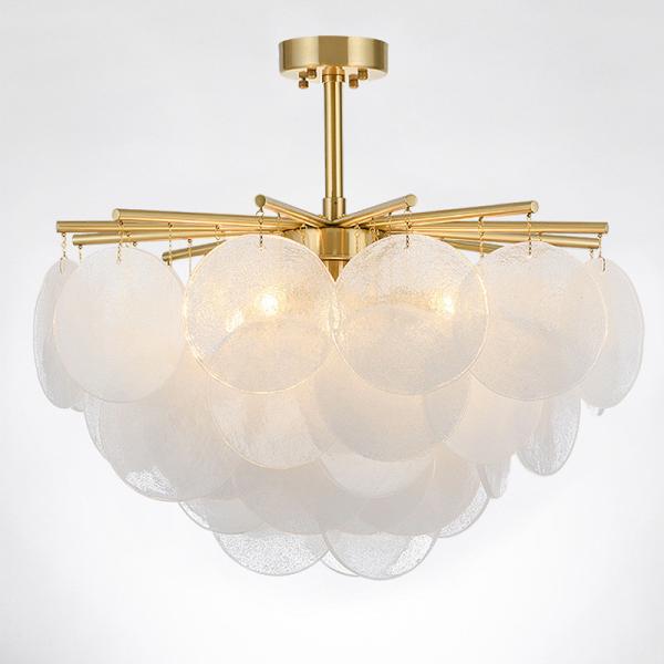 O branco geou as lâmpadas de pendente de vidro de vidro E27 do candelabro do disco 60w para o ODM da cozinha