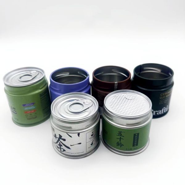 Airtight Food Grade 30g 50g 100g Matcha Tin Can Green Tea Powder Tin Container with Screw Lid