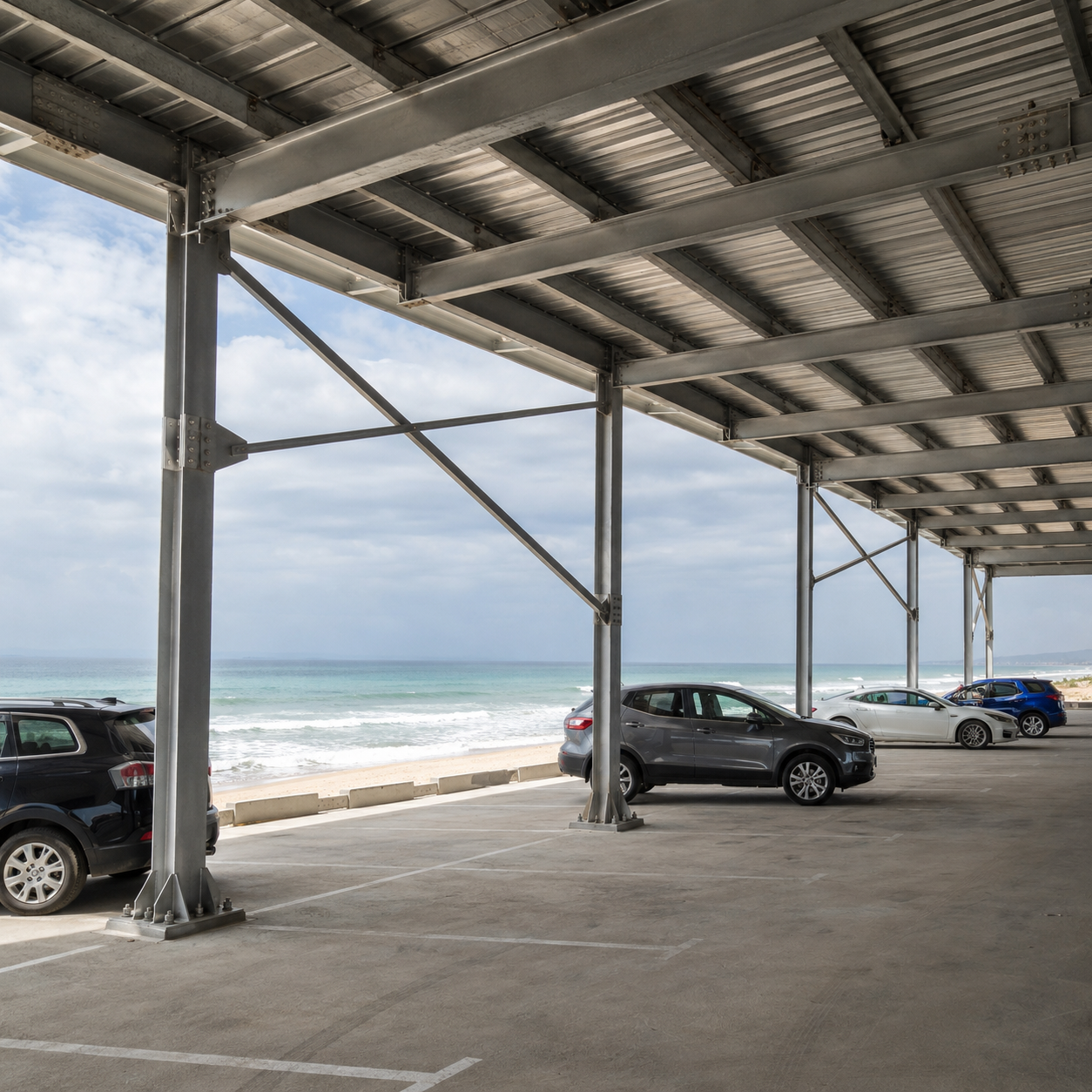 Anti Rust Powder Coated Steel Parking Structures For Coastal Areas