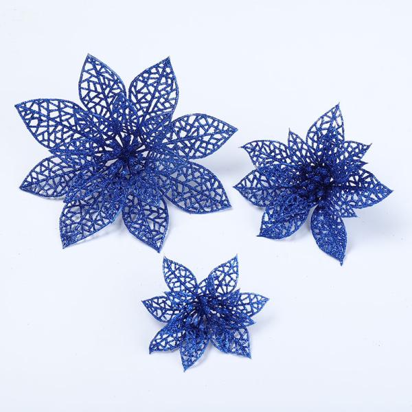 Christmas Day Decoration Christmas Flower 15CM Double Layer Hollow Christmas Tree Decorative Flower Gold Powder Flower