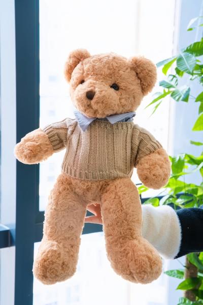 Different Colors Teddy Bear Long Plush Toy With Knit T Shirt Small Bear Stuffed Animal