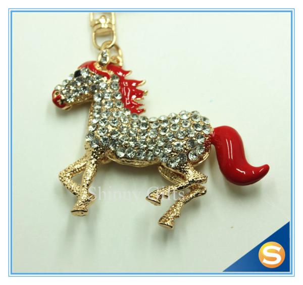 High Quality Sparkling Running Horse Keychain Crystal Rhinestone Purse Pendant Handbag Charm Exquisite Small Gifts