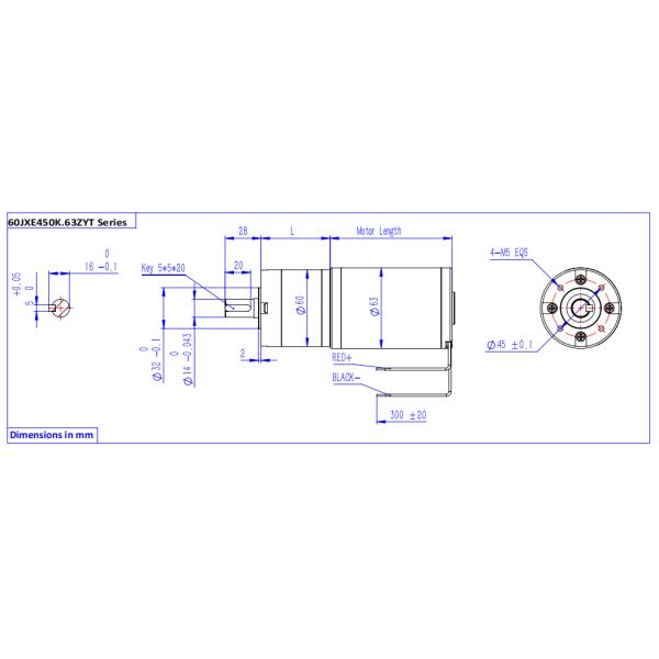60JXE450K.63ZYT Seires High Torque DC Planetary Geared Motor 12vdc 24vdc 36vdc 48vdc With Planet Reducer Up To 30Nm