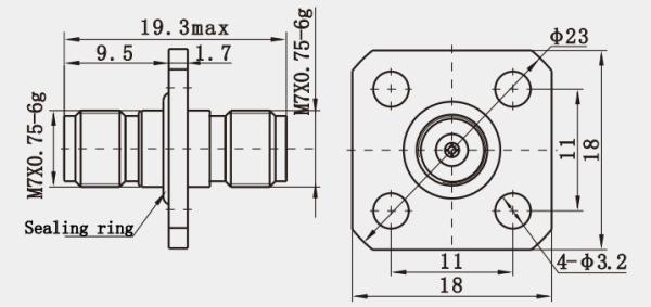 2.4mm Water Seal Stainless Steel Female to Female RF Adapter Connector