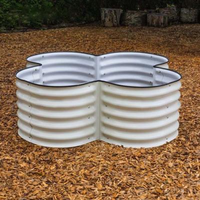 Large Metal Planter Box 4.5*4.5*1.4 Ft Ivory White Galvanised Vegetable Planters