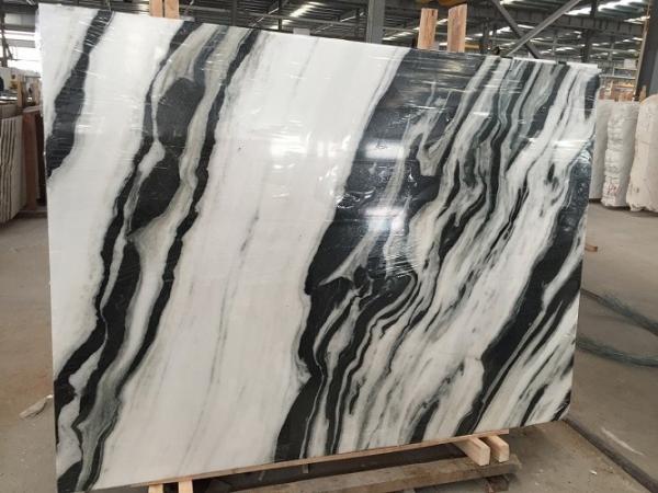 Black Vein Natural Marble Tile For Wall / Water Jet Design Grade A Quality