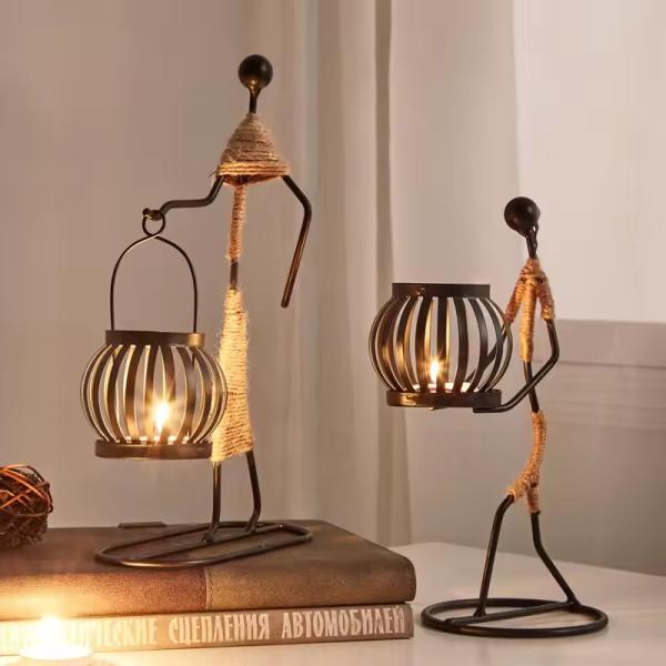 Candeeiro Criativo Restaurante Nórdico Mesa Bar Decoração Metal Tea Light Candle Holder