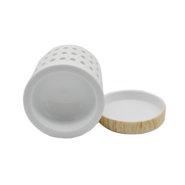 White Circular Pattern Ceramic Oil Burner Small Elegant Wax Melt Burners for Scented Wax  Candle Warmer Oil Burner