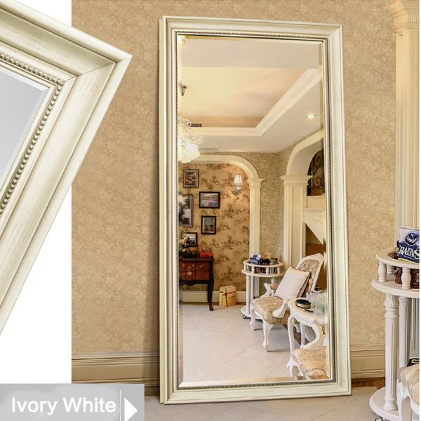 Luxury Golden PS Frame Baroque Style Floor Mirror Full Length For Entryway