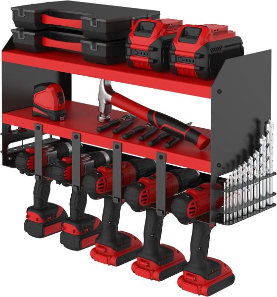 Logotipo Forma Pegboard Organizador de ferramentas elétricas com 5 ranhuras de perfuração e suporte de chave de fenda