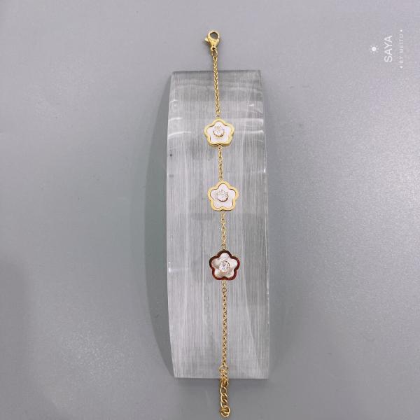 CE Engagement Stainless Steel Jewelry Set White Fritillary Plum Necklace