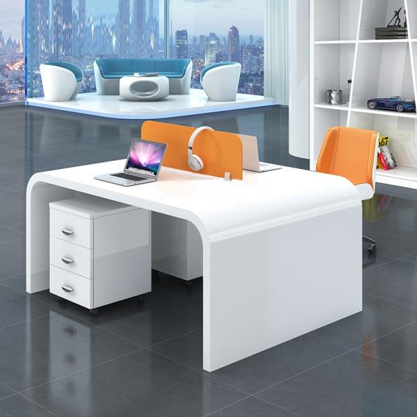 Embalaje de correos Escritorio de escritorio moderno y sencillo de laca blanca para 4 personas