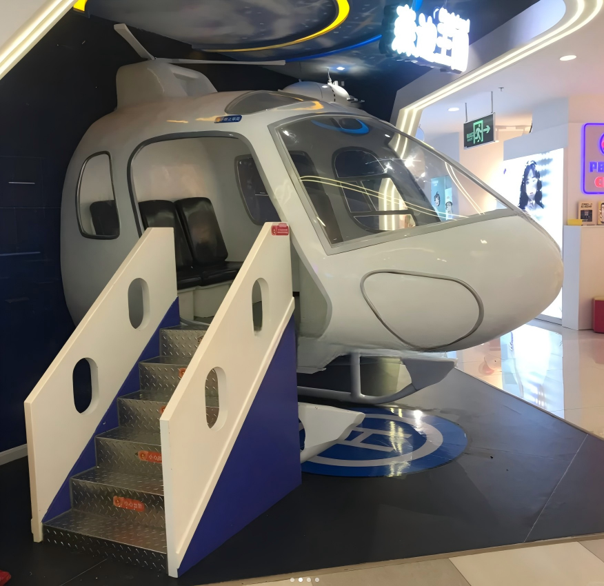 Fiberglass Helicopter Sculpture with Handmade Welding and Customizable Design for Outdoor Display
