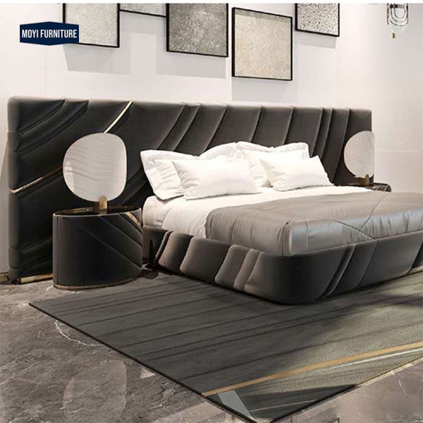 Velvet Upholstery Material King Size Bed Frame Modern Double Bedroom Luxury Bed Set Customize Size
