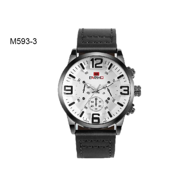 Big Dial Calendar Men's Quartz Watch For Business Work School Outdoor PU Strap M593