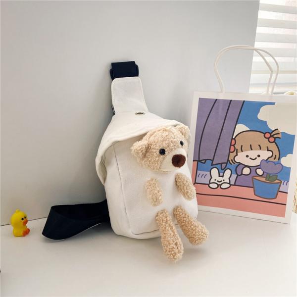 Mini Canvas Bag 2024 Cross-body Cute Bear Chest Bag for Boys and Girls Customized Color