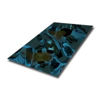 Painel de aço inoxidável decorativo da onda de água da folha do metal azul de Pvd da ondinha