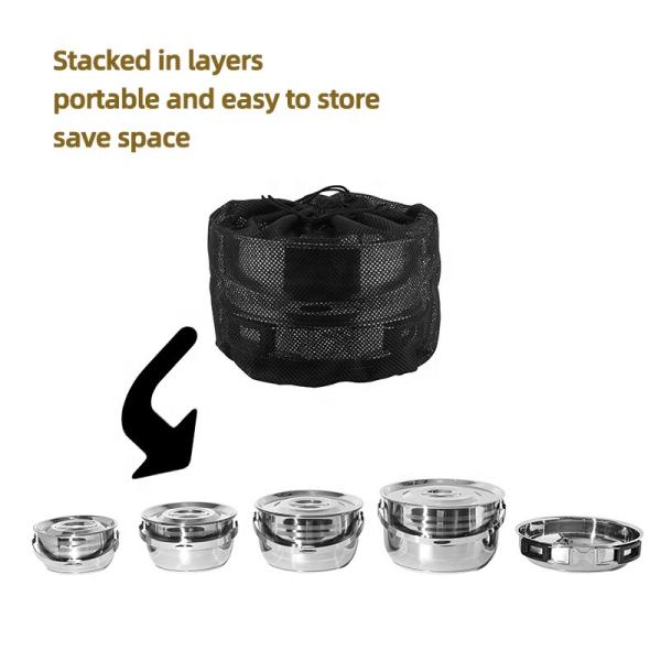 Best Selling Silver Stainless Steel 201 Round Outdoor Dinner Cooking Pot Sets Camping Soup Pot And Frying Pan Sets