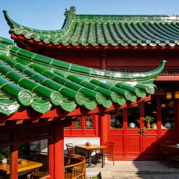 Chinese Style Architecture Glazed Roof Tile Green Porcelain Tiles Antique Building Roof Material for Project Chinatown Gateway