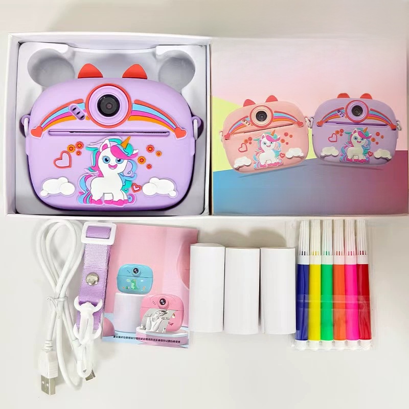 Instant Print Children's Digital Thermal Mini Camera with CMOS Sensor MicroSD Plastic 4K Video 2.4