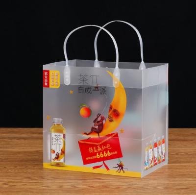 Custom Printed Logo Handle Translucent Plastic PE Shopping Bag