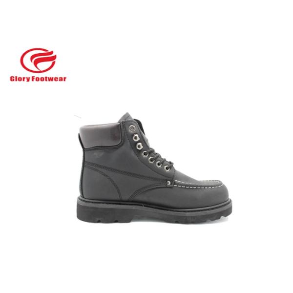 Cowboy Black Yellow Goodyear Steel Toe Boots For Office / Engineer Waterproof