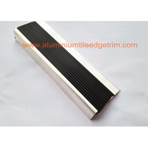 Anti Slip Aluminum Stair Nosing , Stair Safety Treads Nosings With Black PVC Rubber