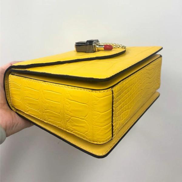 Authentic Crocodile Belly Skin Women Small Orange Purse Lady Chain Handbag Genuine Alligator Leather Female Shoulder Bag