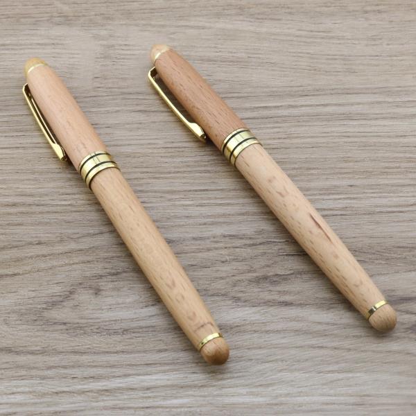 Eco Friendly Beech Wood Fountain Pen Brass Accessories For Business Gifts Friends