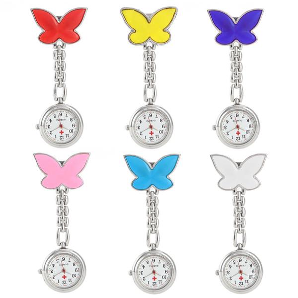 Butterfly Nurse Watch Medical Hanging Brooch Doctor Pocket Watch Quartz Luxury Crystal Luminous Hospital Gift Dropshippi