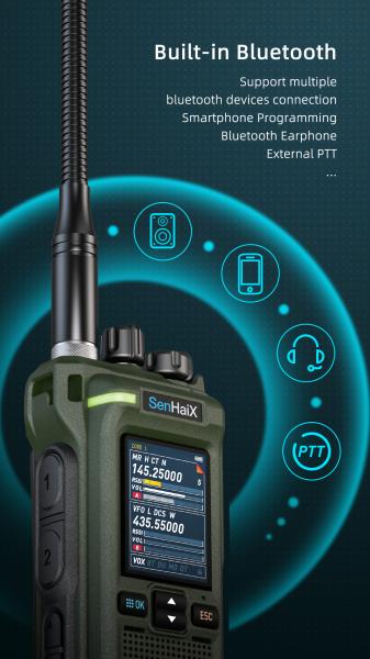 SenHaix GT-12 Walkie Talkie 10W UHF VHF Long Range Bluetooth
