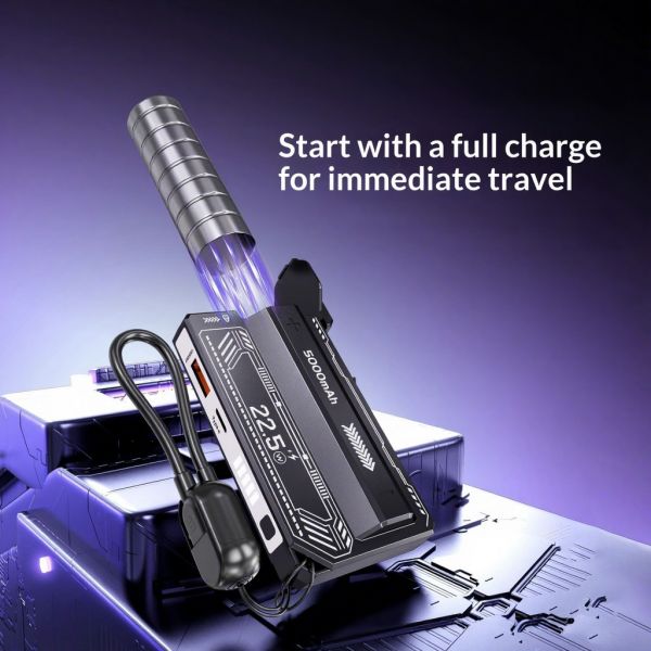 Fast Charging Detachable Battery Power Bank 22.5W 5000mAh Compact Portable Built in Cable Wired Mobile Charger