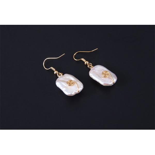 New Natural Baroque Pearl Stud Earrings Hand made Metallic Twist Braided Design Pearl Natural Baroque Pearl Earring