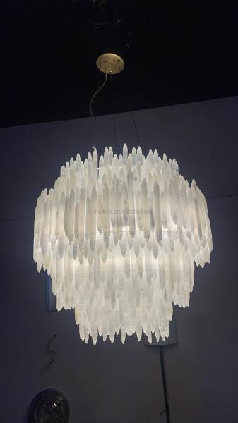 Custom Made 72 Inch Selenite Chandelier with 10-Year Warranty for Dining Room