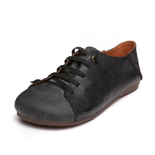 S497 Single Shoes Ladies 2020 Spring Retro Handmade Leather Women'S Shoes Lace-Up Two-Wear Flat-Bottom Lazy Shoes