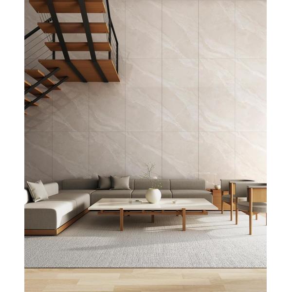 Light Yellow Polished Glazed Tile 900x1800mm Indoor Floor
