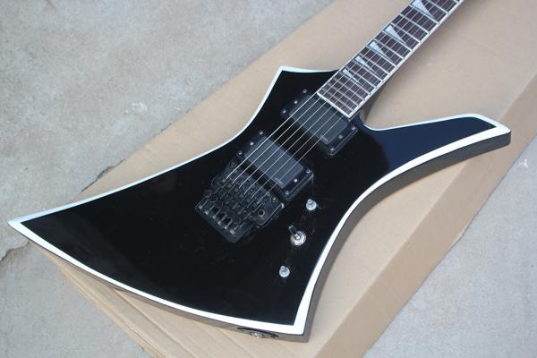 Factory Custom Black Body Electric Guitar whit Floyd Rose,White Binding Neck,Black Hardware,Rosewood Fretboard