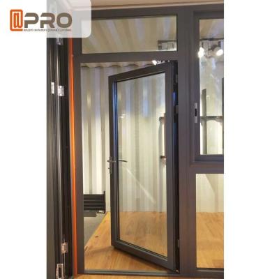 As portas articuladas de alumínio personalizadas do projeto para a porta de vidro de aço inoxidável da dobradiça de porta das construções da construção articulam preto