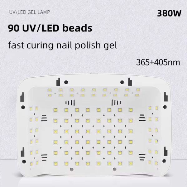 2-in-1 Hand Pillow UV LED Nail Lamp with 90 PCS Light Beads and 380W High Power for Salon and Home Use
