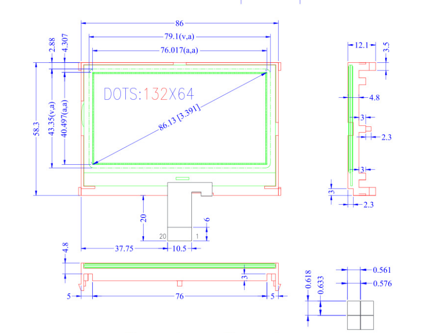 13264 модуль ТУМАНА FSTN Monochrome LCD модуля дисплея LCD COG