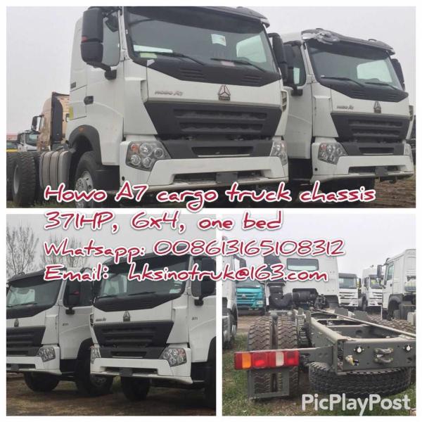 HOWO A7 6X4  Cargo truck chassis SINOTRUK brand   371HP white color