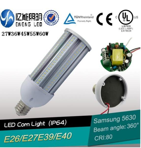 130LM/W E27E40 45W led street light led corn lamp led high bay  light  led bulb smd5630 cri>80 3 years warranty CE ROHS